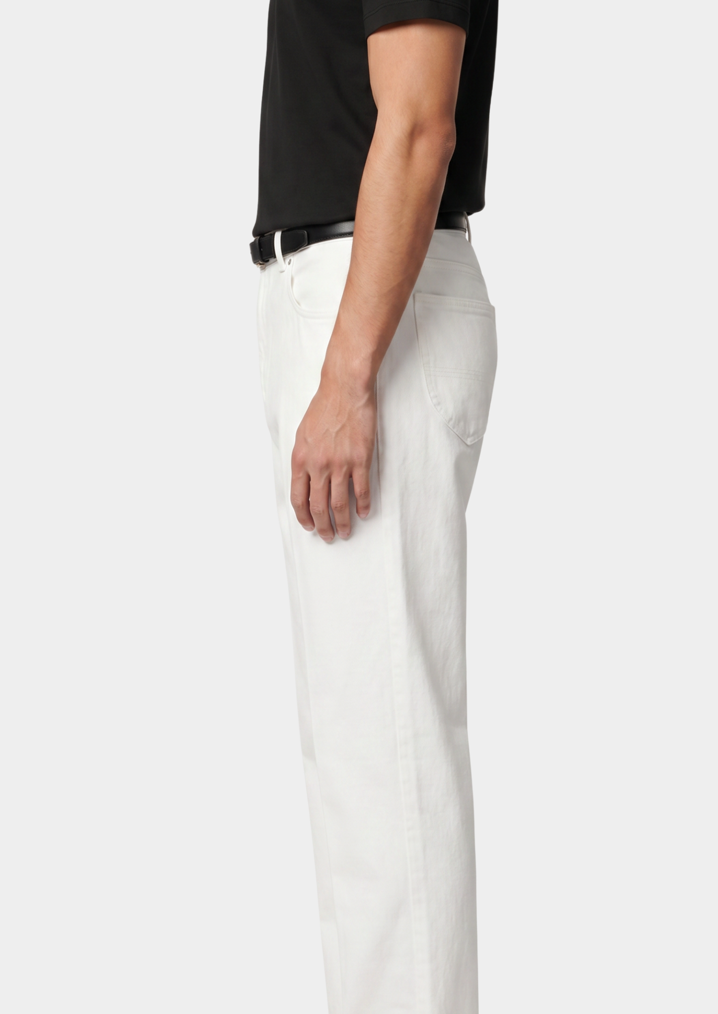 Essential White Straight Leg Denim Trousers | Vallentty