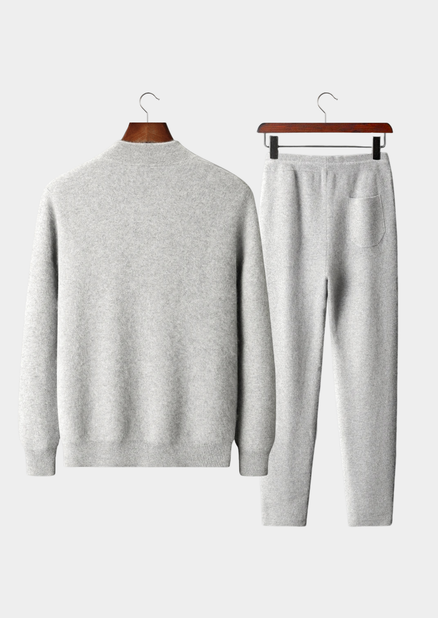 Premium Cashmere Light Gray Denis Leisure Set | Vallentty