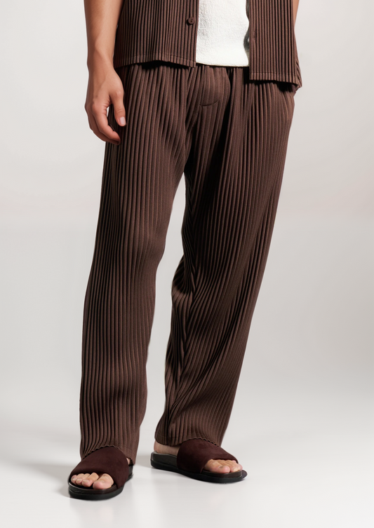 Coffee Pleated Summer Set | Vallentty