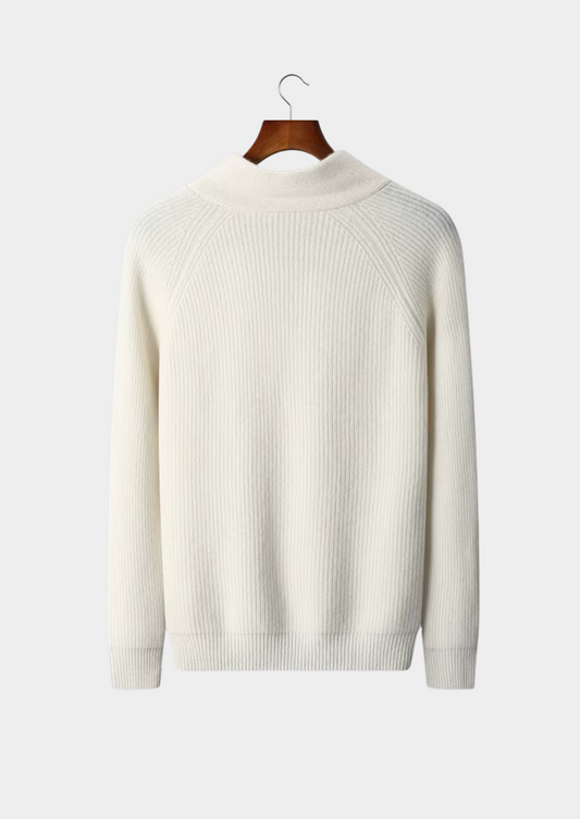 Premium Cashmere Ribbed V-Neck Sweater | Vallentty