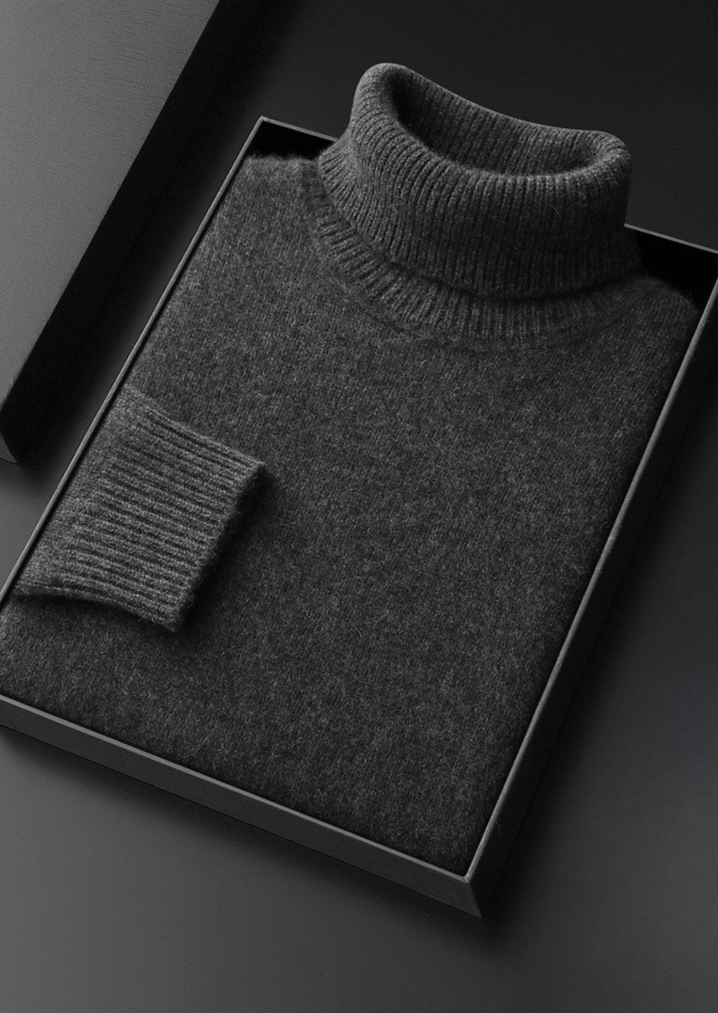 Pure Cashmere Dark Gray Essential Rollneck | Vallentty