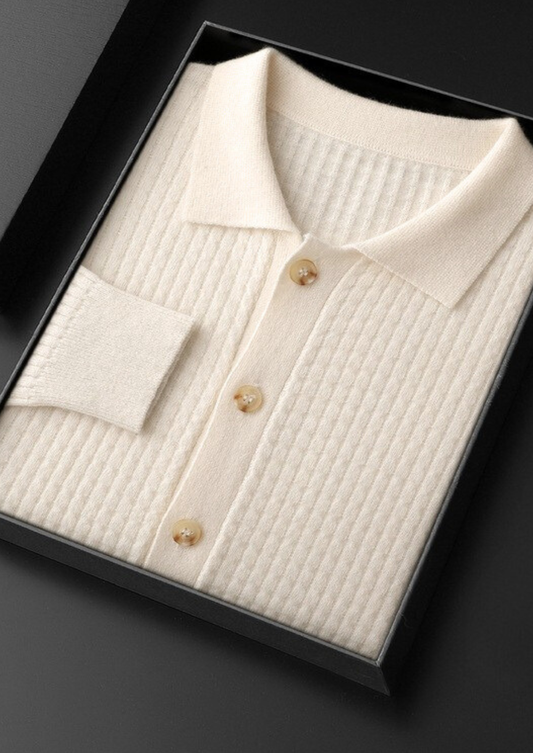 Pure Cashmere Ivory Textured Button Cardigan | Vallentty