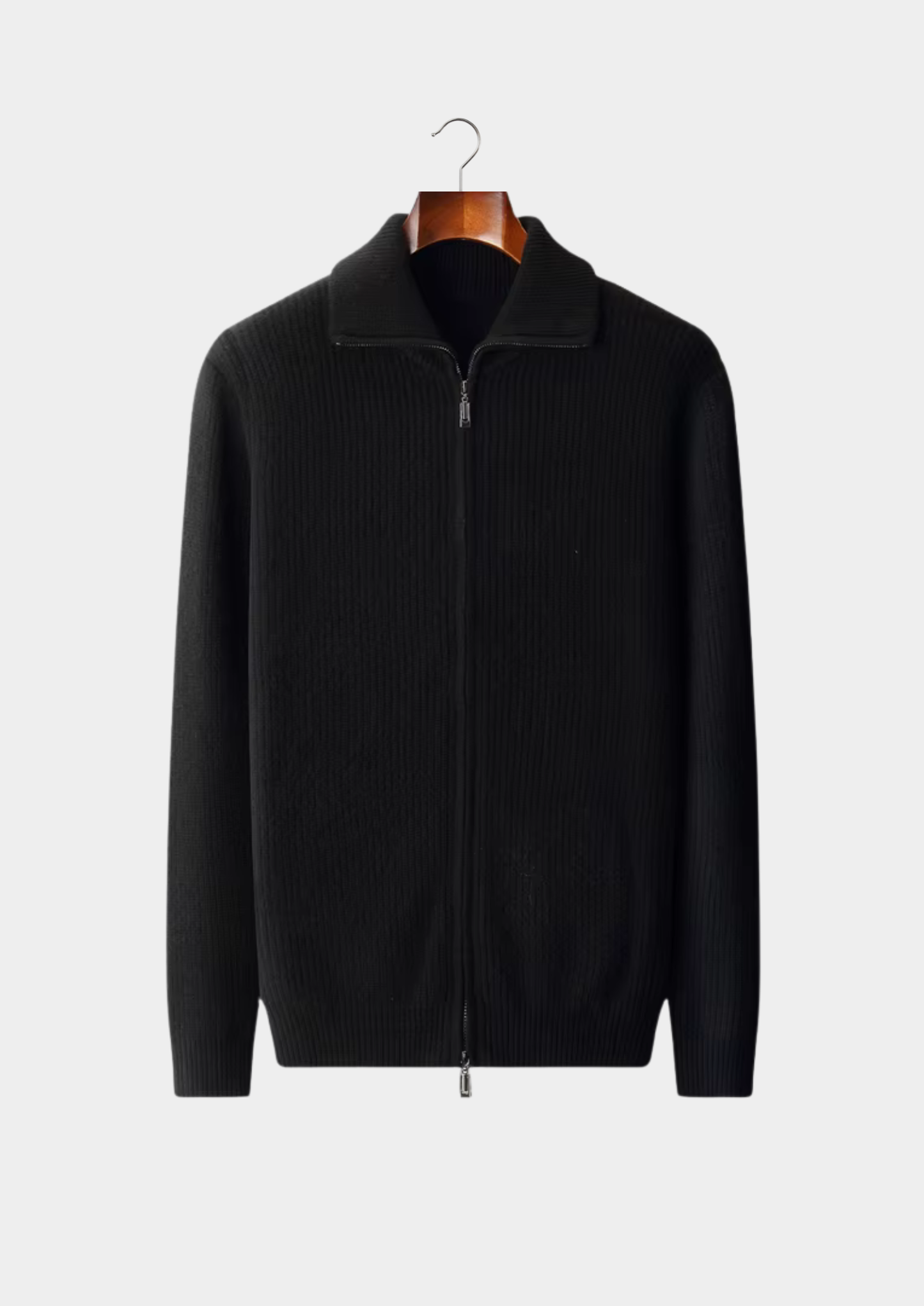Pure Extra-Fine Merino Wool Funnel Neck Dual Zip Cardigan | Vallentty