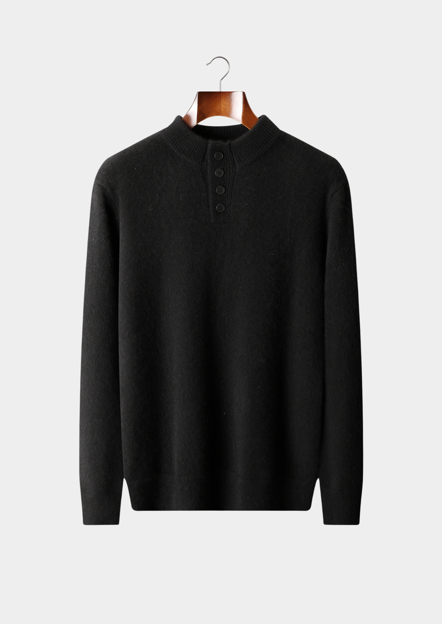 Pure Cashmere Black Button Sweater | Vallentty