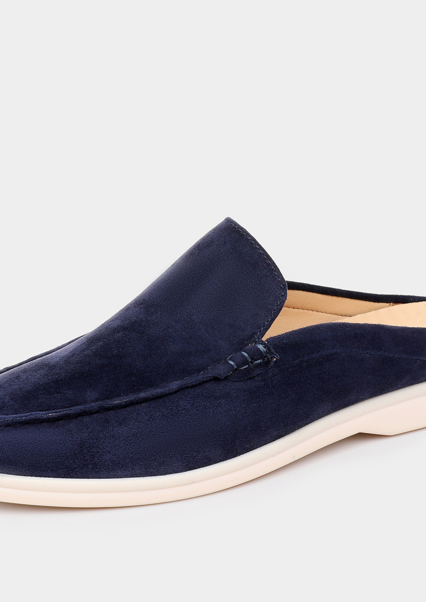 Navy Blue Marina Suede Slipper | Vallentty