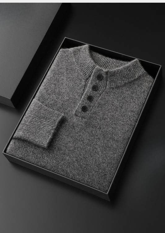 Pure Cashmere Light Gray Button Sweater | Vallentty
