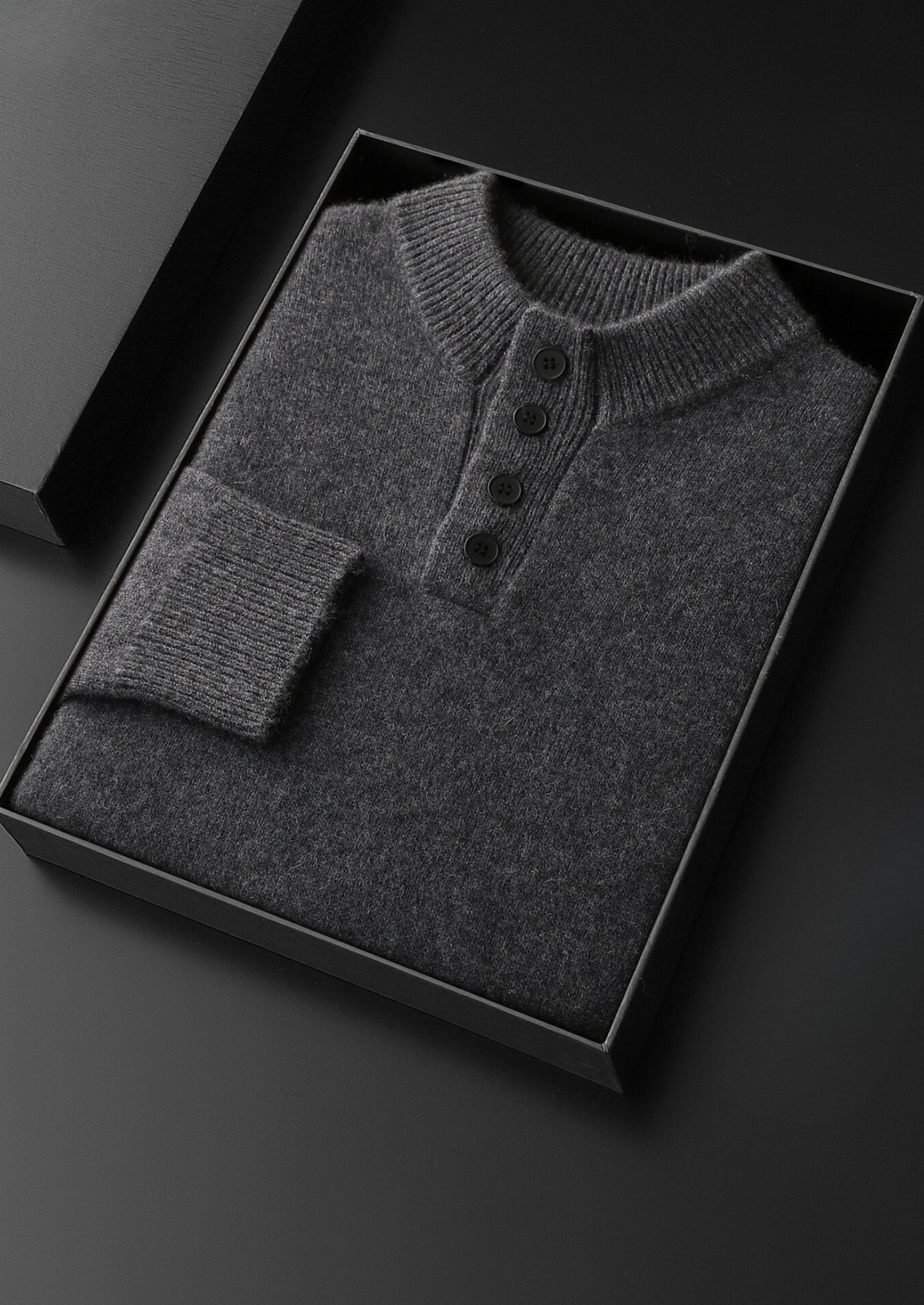 Pure Cashmere Dark Gray Button Sweater | Vallentty