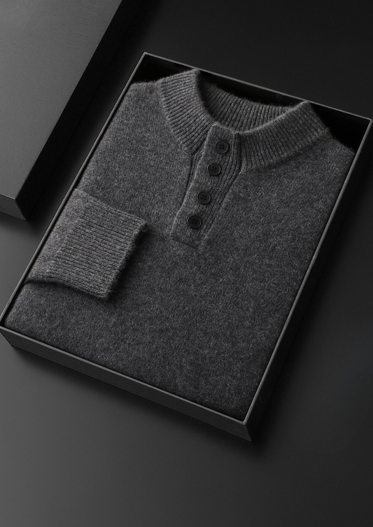 Pure Cashmere Dark Gray Button Sweater | Vallentty