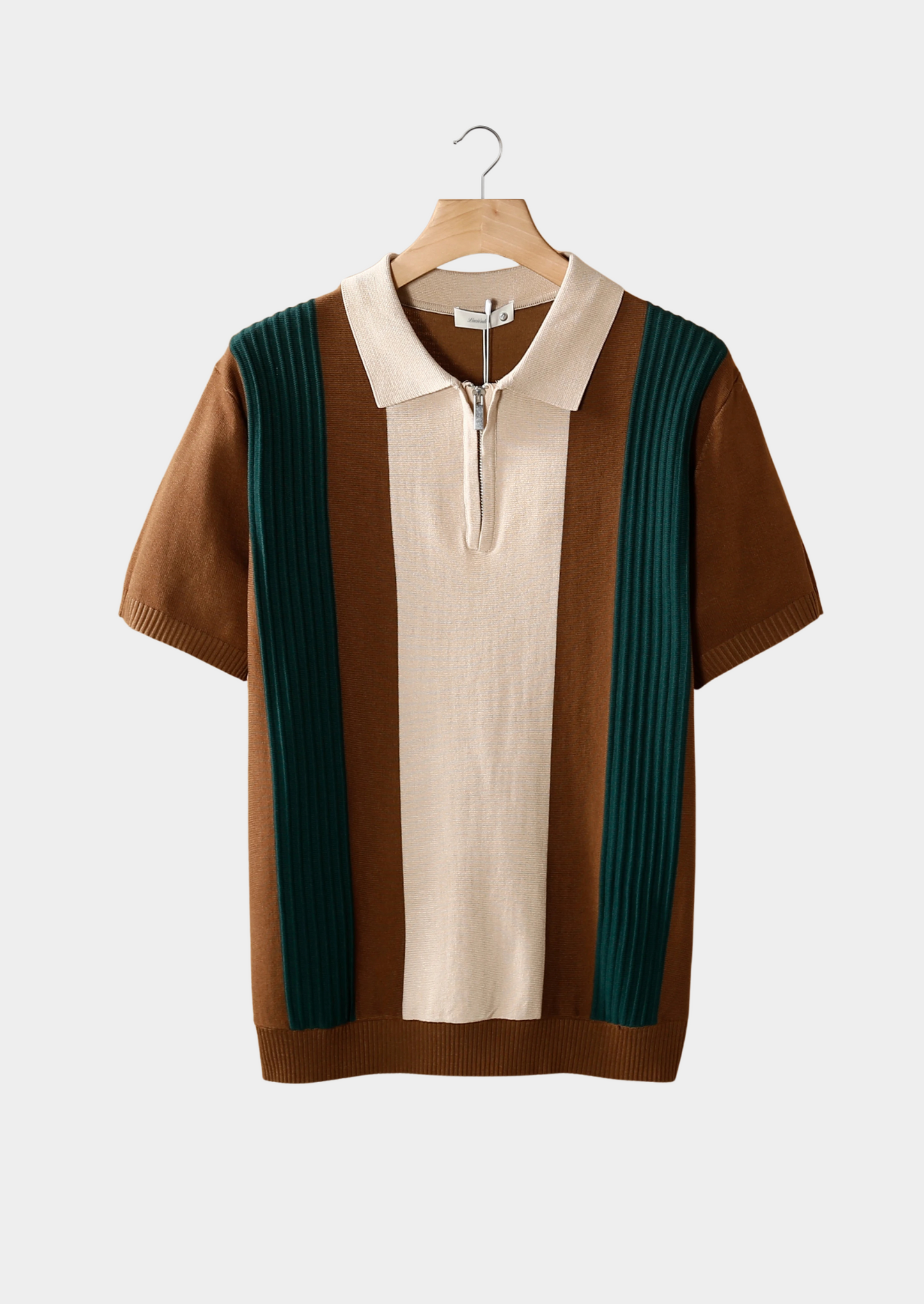 Brown Resort Zipper Polo | Vallentty