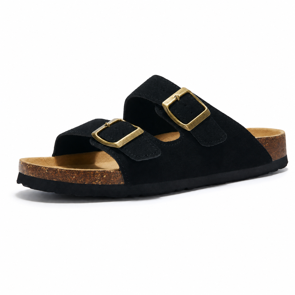 Maibulun Suede Arizona Sandals - Black | Vallentty