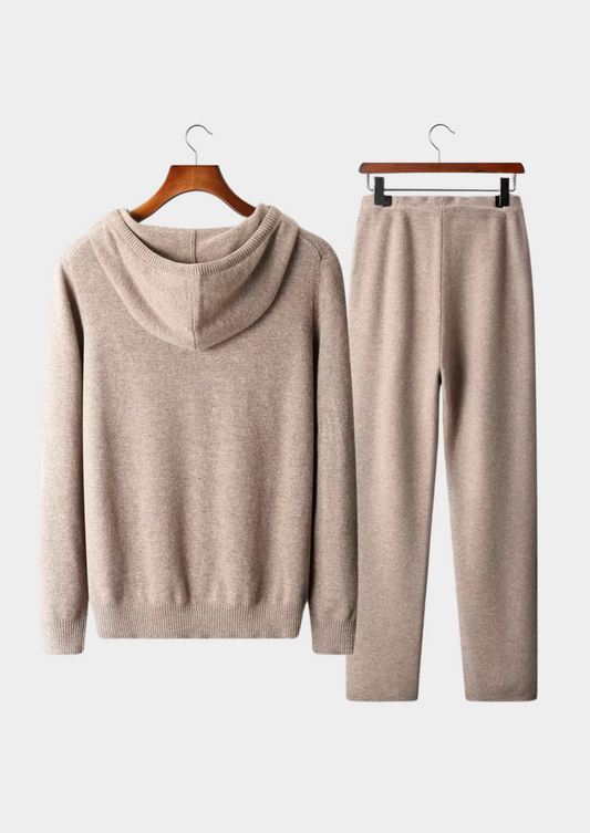 Pure Extra-Fine Merino Wool Beige Savro Set | Vallentty