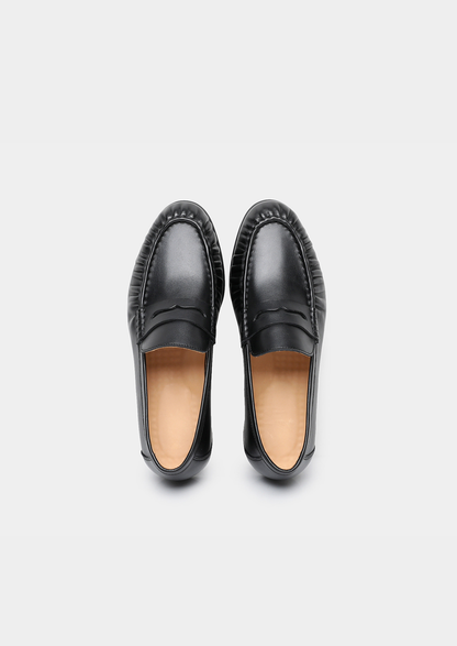 Black Classic Penny Leather Loafers | Vallentty