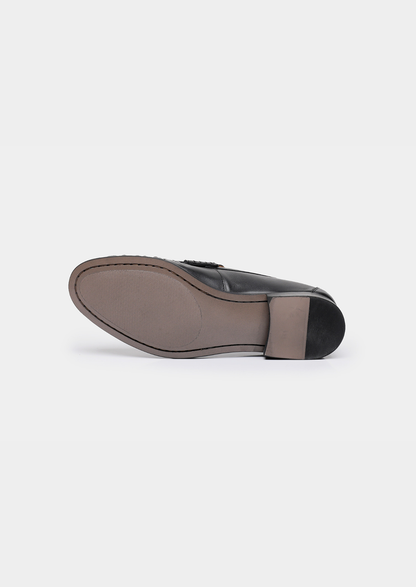 Black Classic Penny Leather Loafers | Vallentty