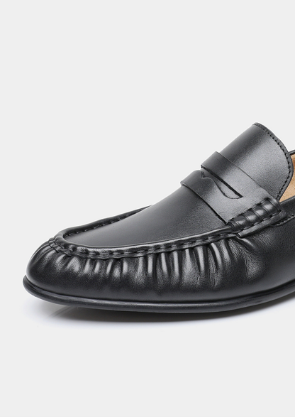 Black Classic Penny Leather Loafers | Vallentty