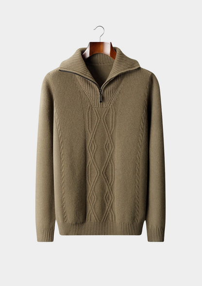 Pure Extra-Fine Merino Wool Half Zip Sweater | Vallentty