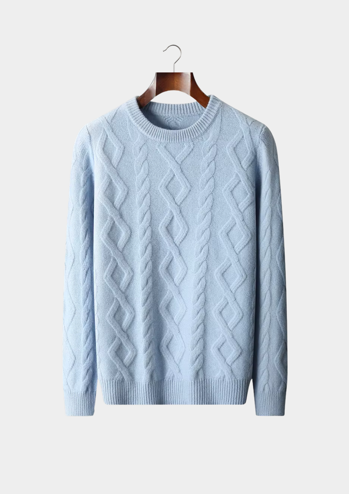 Pure Extra-Fine Merino Wool Wintertime Cable Crewneck | Vallentty