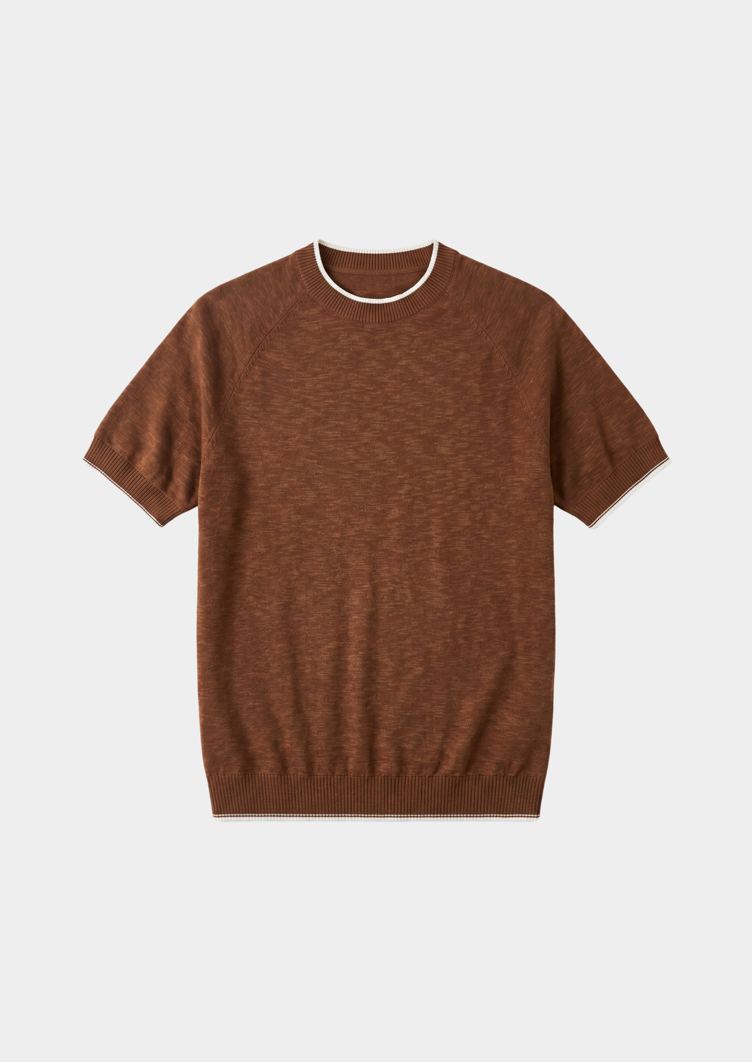 Capri Caramel Linen Contrast T-Shirt | Vallentty