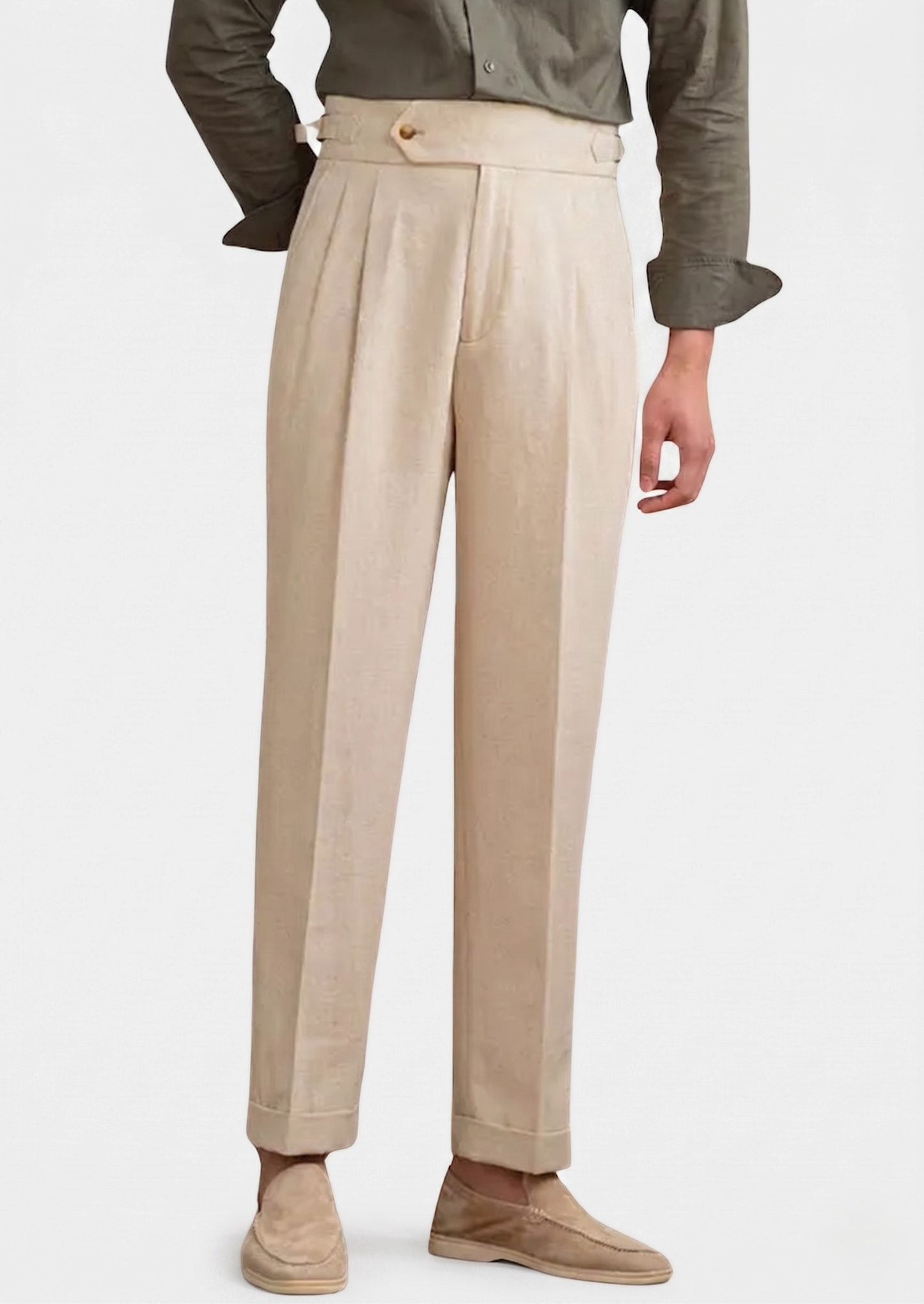 Napoli Pleated Coastal Trousers - Sand | Vallentty