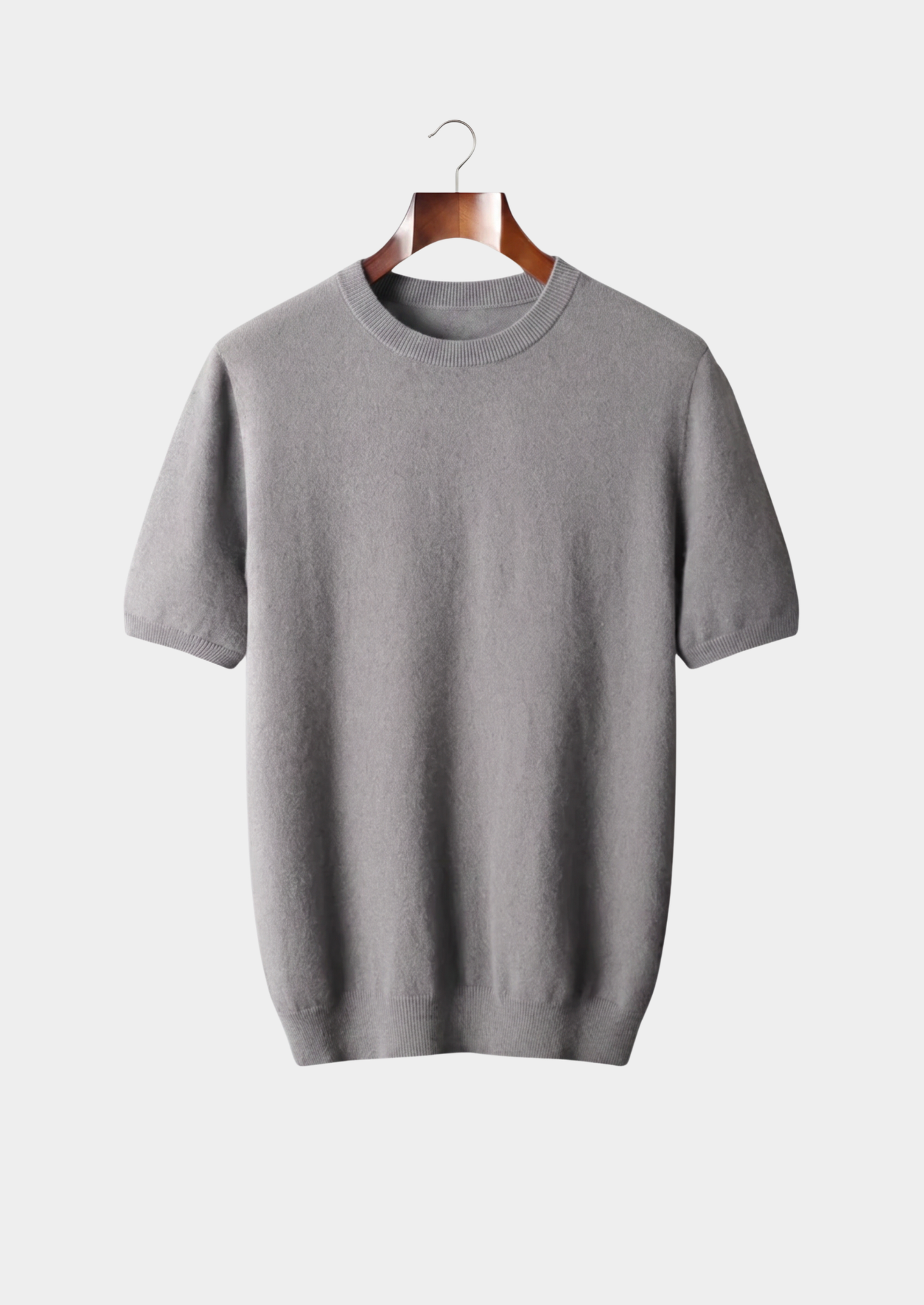 Premium Cashmere Classic Crewneck T-Shirt - Ashen Truffle | Vallentty
