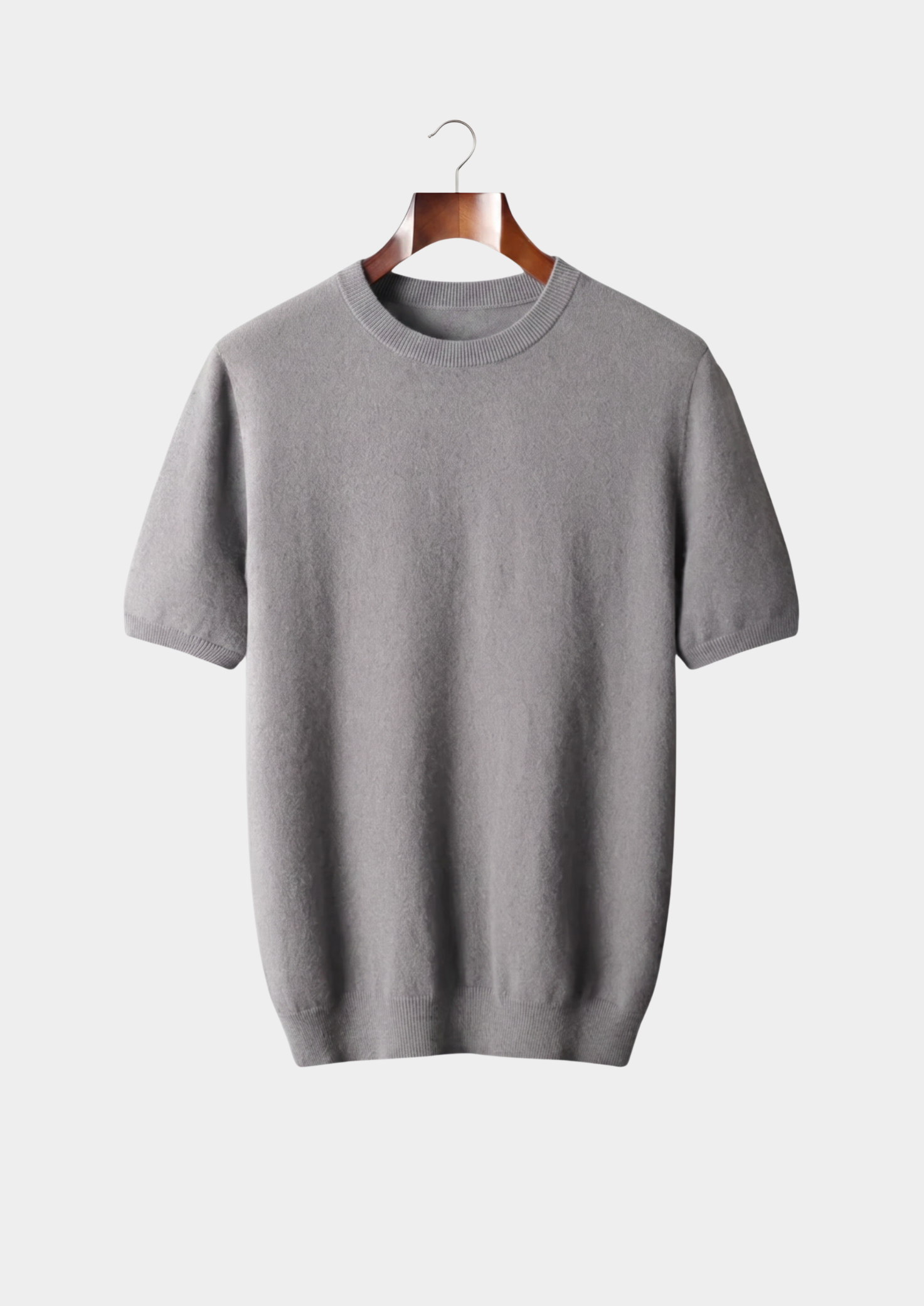 Premium Cashmere Classic Crewneck T-Shirt - Ashen Truffle | Vallentty