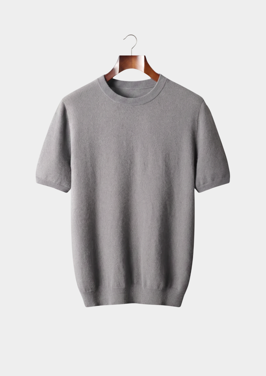 Premium Cashmere Classic Crewneck T-Shirt - Ashen Truffle | Vallentty