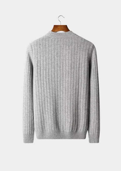 Pure Extra-Fine Merino Wool Herringbone Crewneck | Vallentty