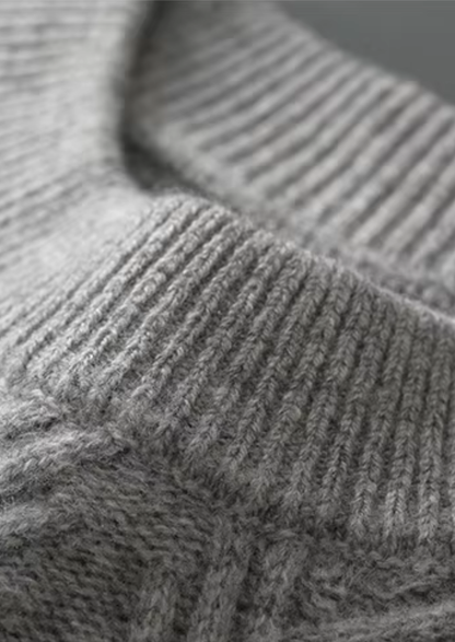 Pure Extra-Fine Merino Wool Herringbone Crewneck | Vallentty