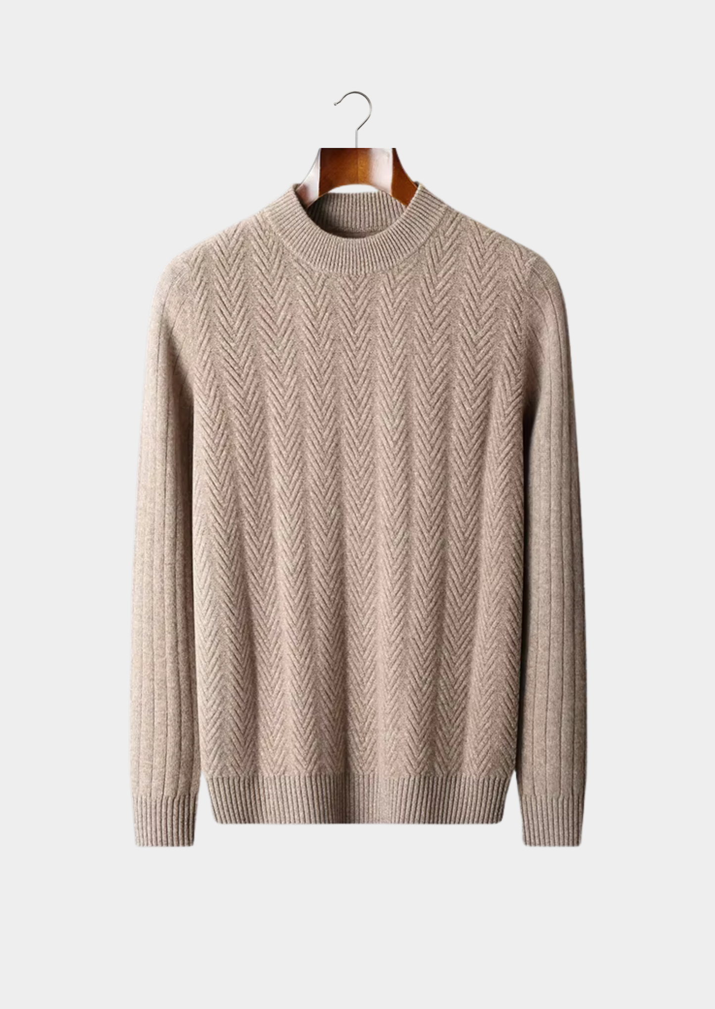 Pure Extra-Fine Merino Wool Herringbone Crewneck | Vallentty