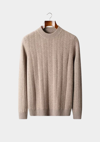 Pure Extra-Fine Merino Wool Herringbone Crewneck | Vallentty