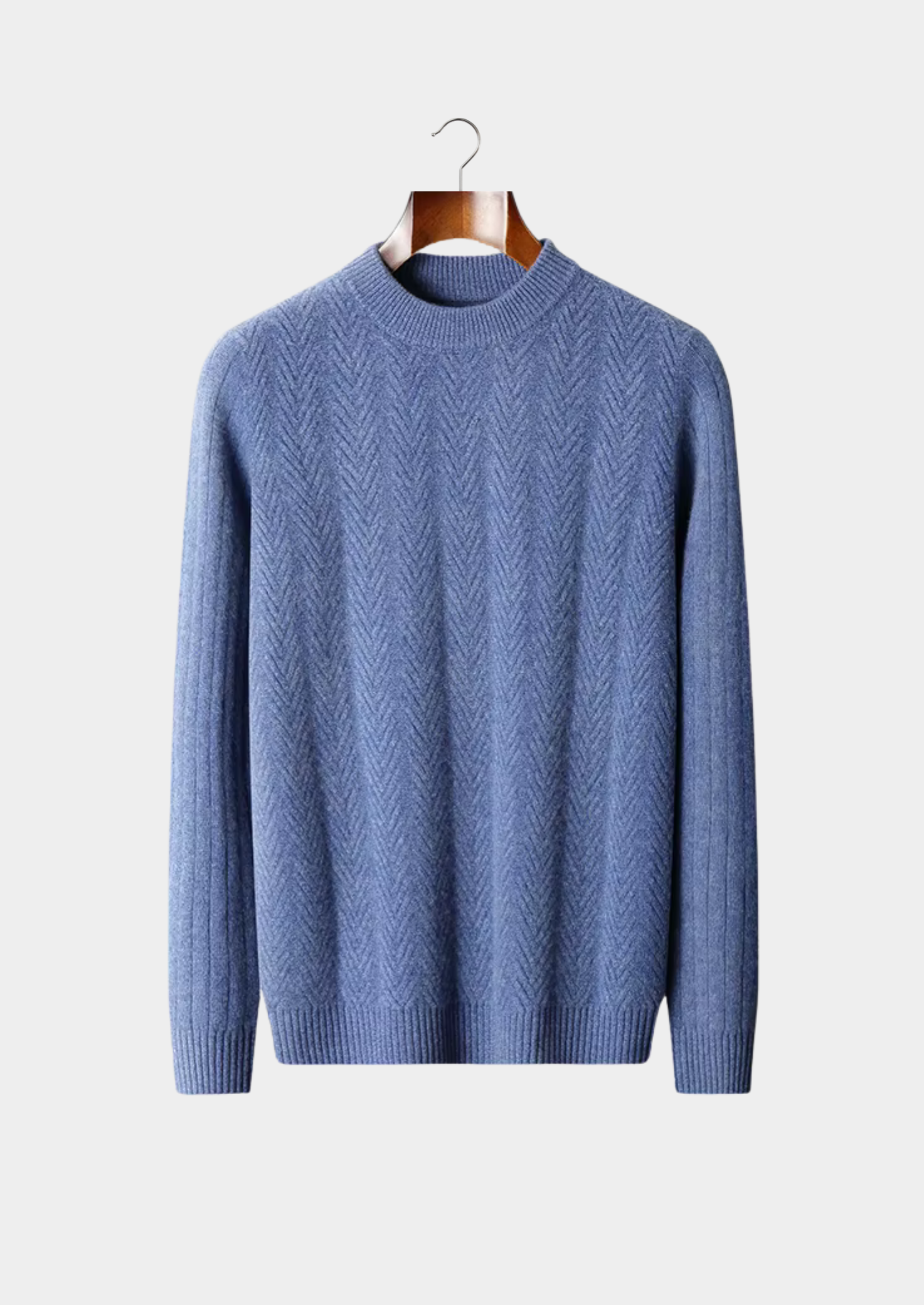 Pure Extra-Fine Merino Wool Herringbone Crewneck | Vallentty