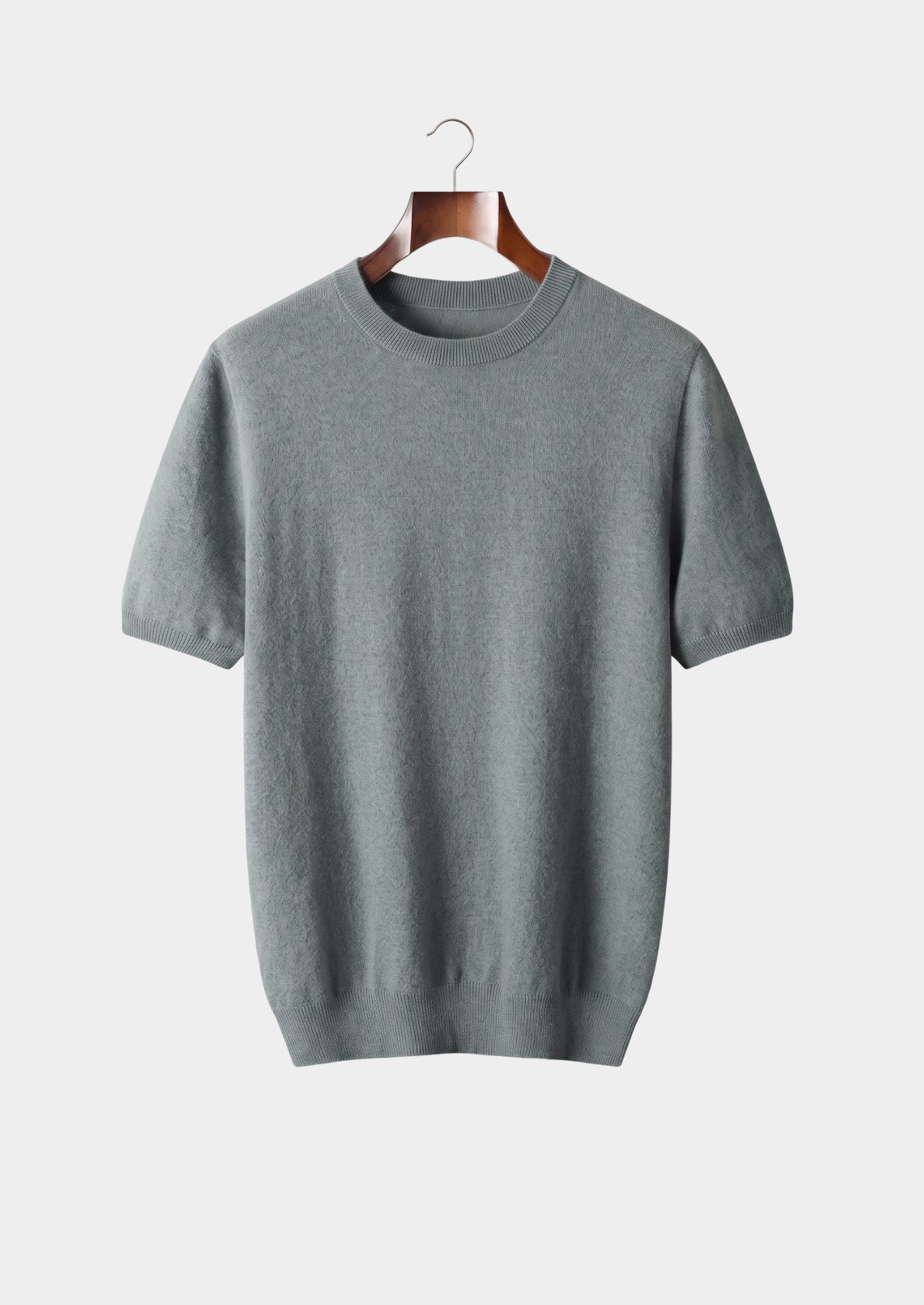 Premium Cashmere Classic Crewneck T-Shirt - Shadow Flint | Vallentty