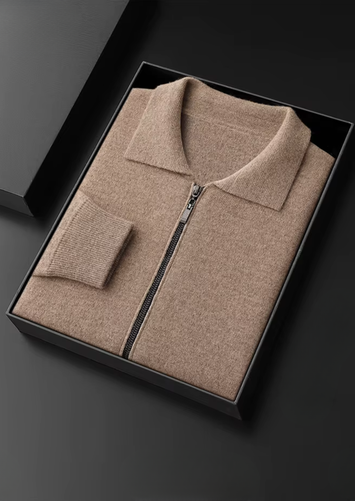 Pure Extra-Fine Merino Wool Polo Zip Cardigan | Vallentty