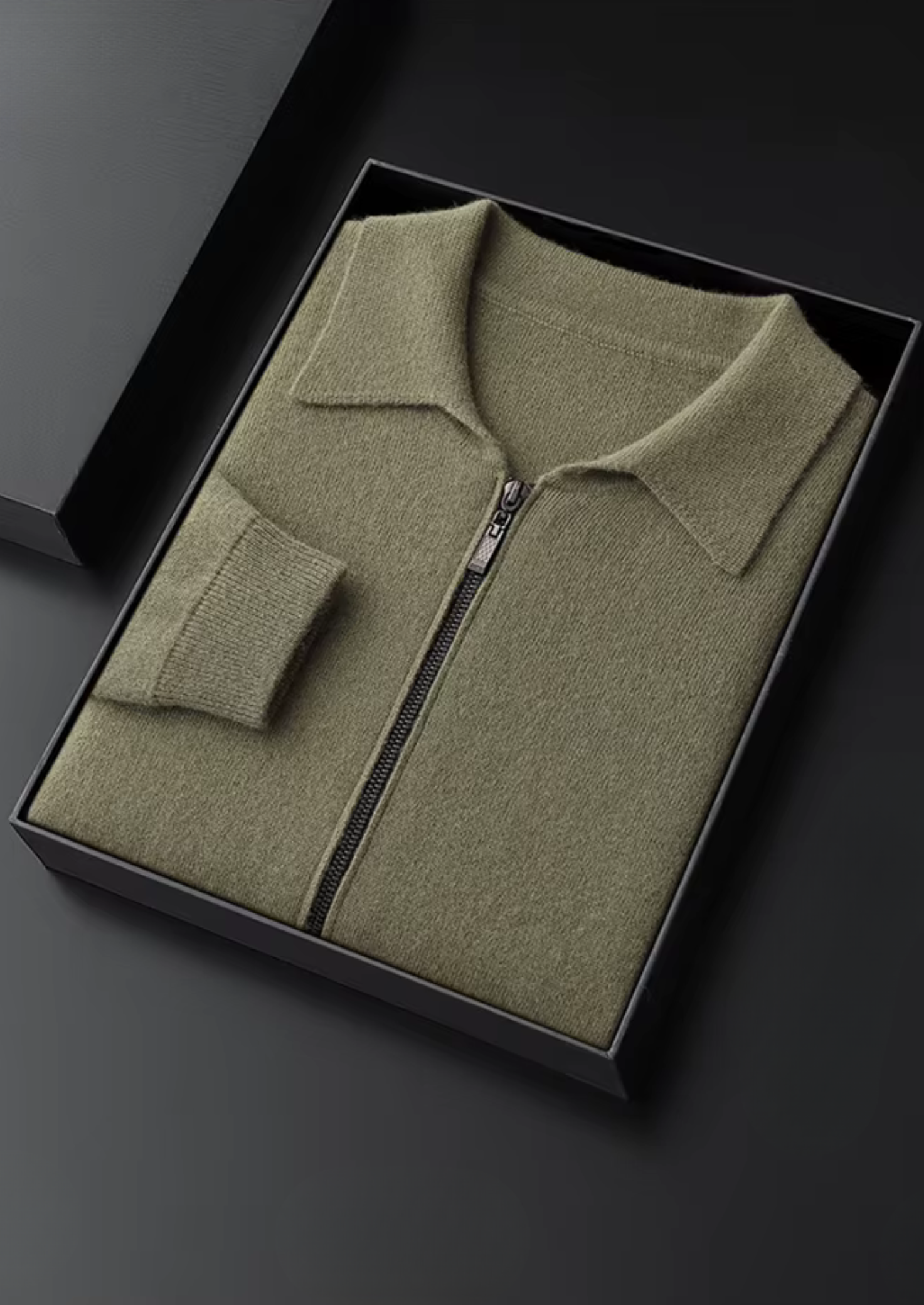Pure Extra-Fine Merino Wool Polo Zip Cardigan | Vallentty