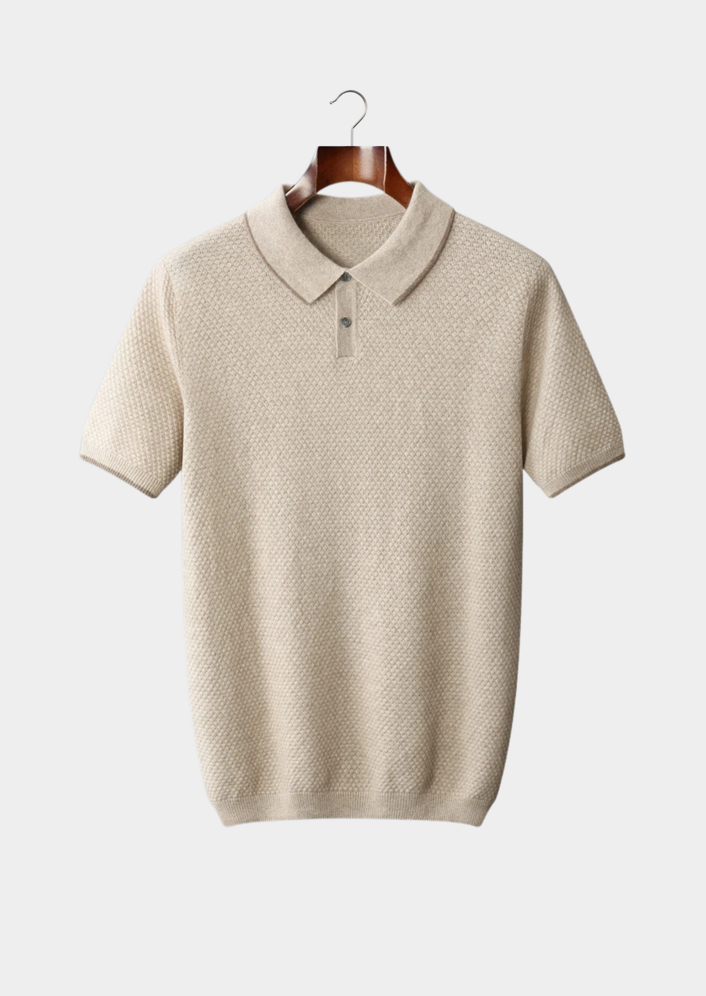 Premium Cashmere Ivory Two-Tone Polo | Vallentty