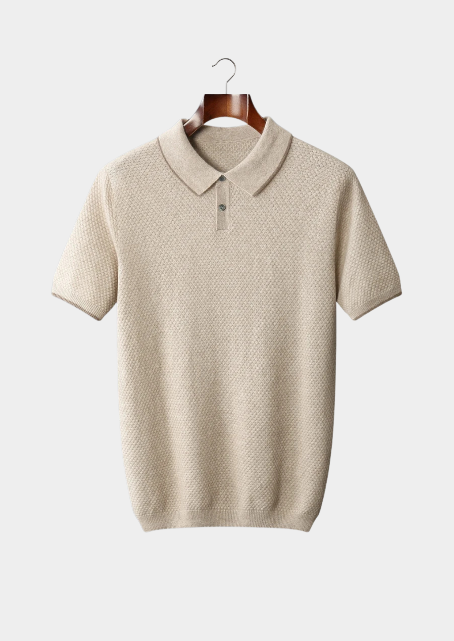 Premium Cashmere Ivory Two-Tone Polo | Vallentty