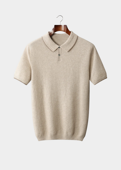 Premium Cashmere Ivory Two-Tone Polo | Vallentty