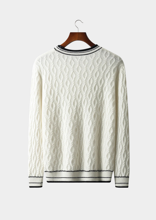 Pure Extra-Fine Merino Wool Jacquard Crewneck | Vallentty