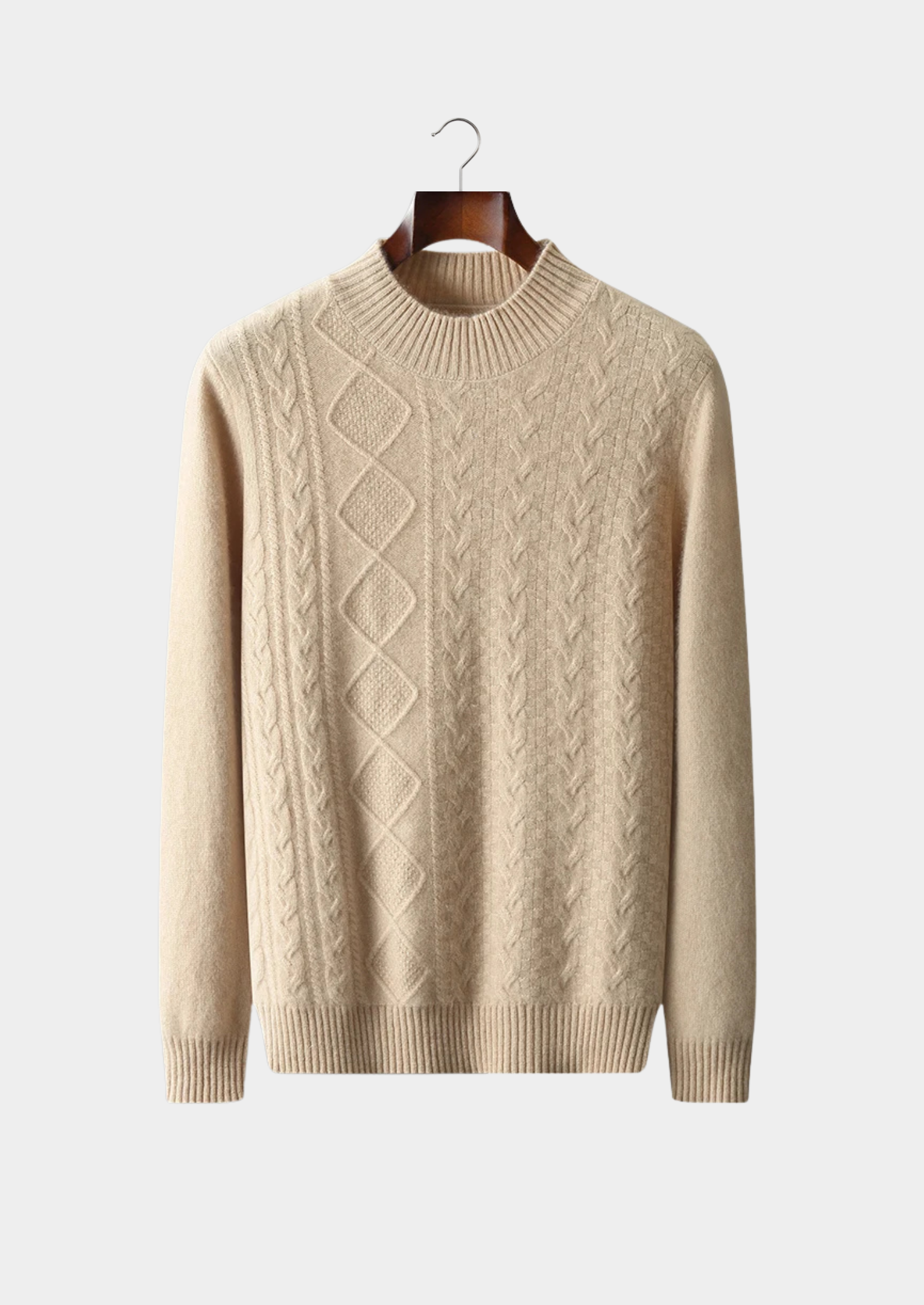 Pure Extra-Fine Merino Wool Jacquard Mockneck | Vallentty