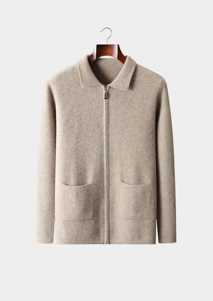 Premium Cashmere Zipper Cardigan | Vallentty