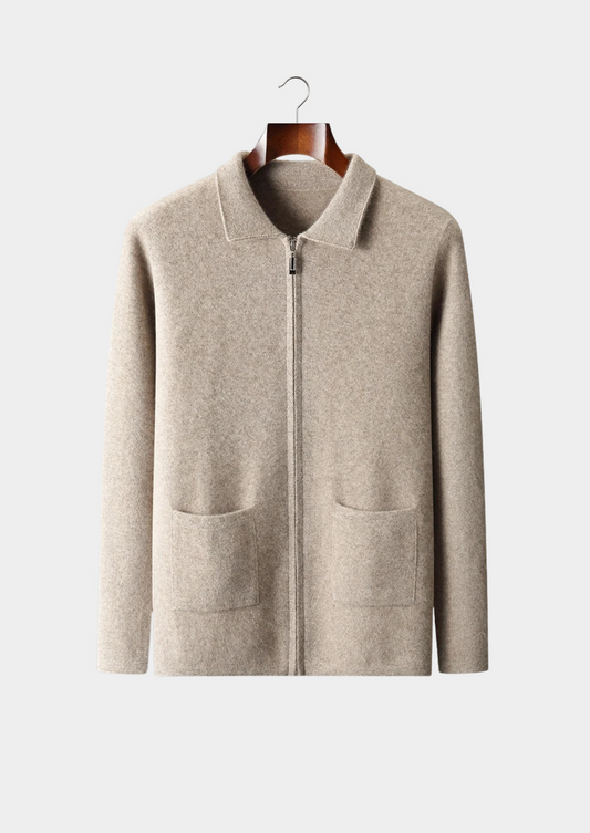 Premium Cashmere Zipper Cardigan | Vallentty