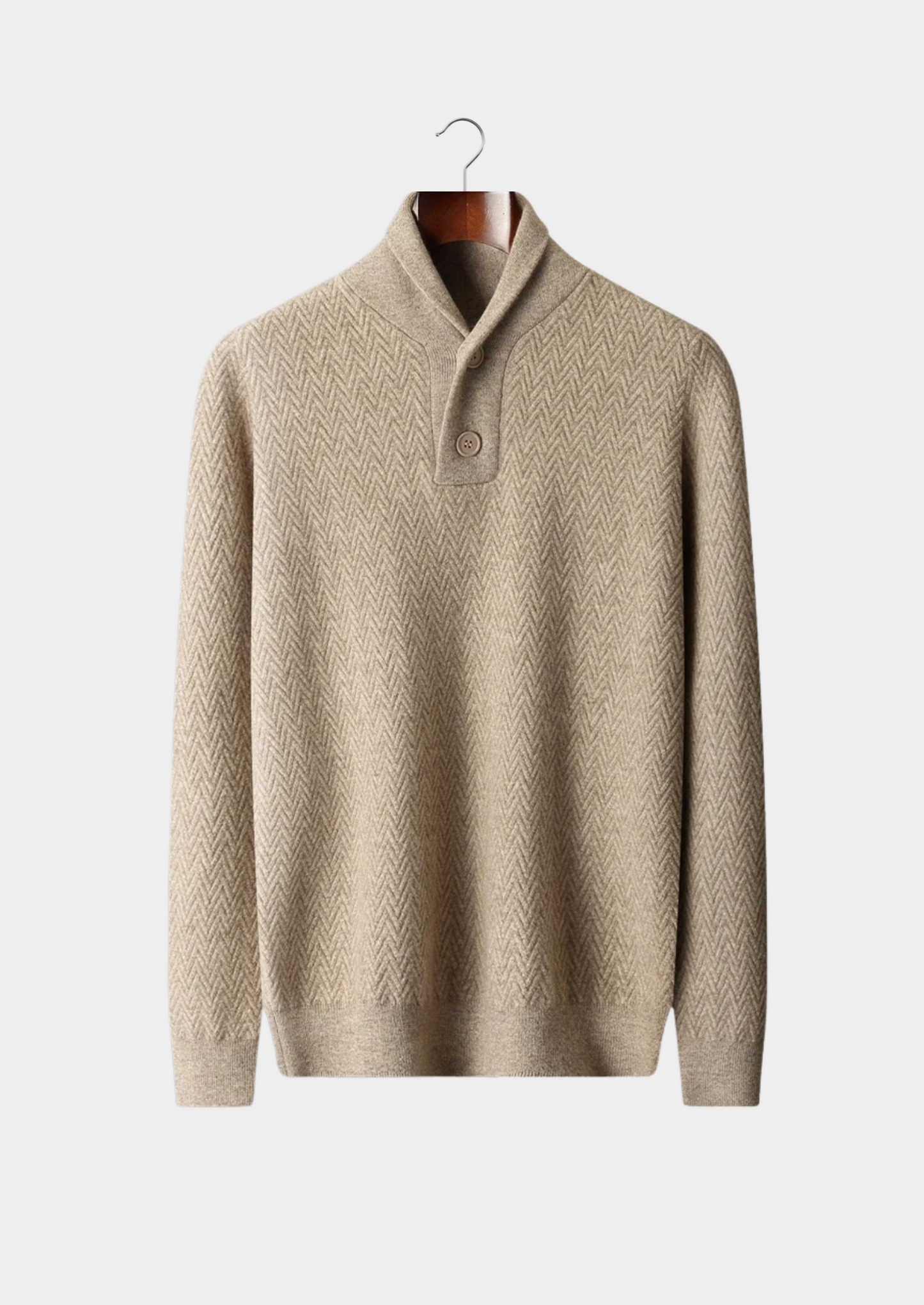 Premium Cashmere Zigzag Button Sweater | Vallentty