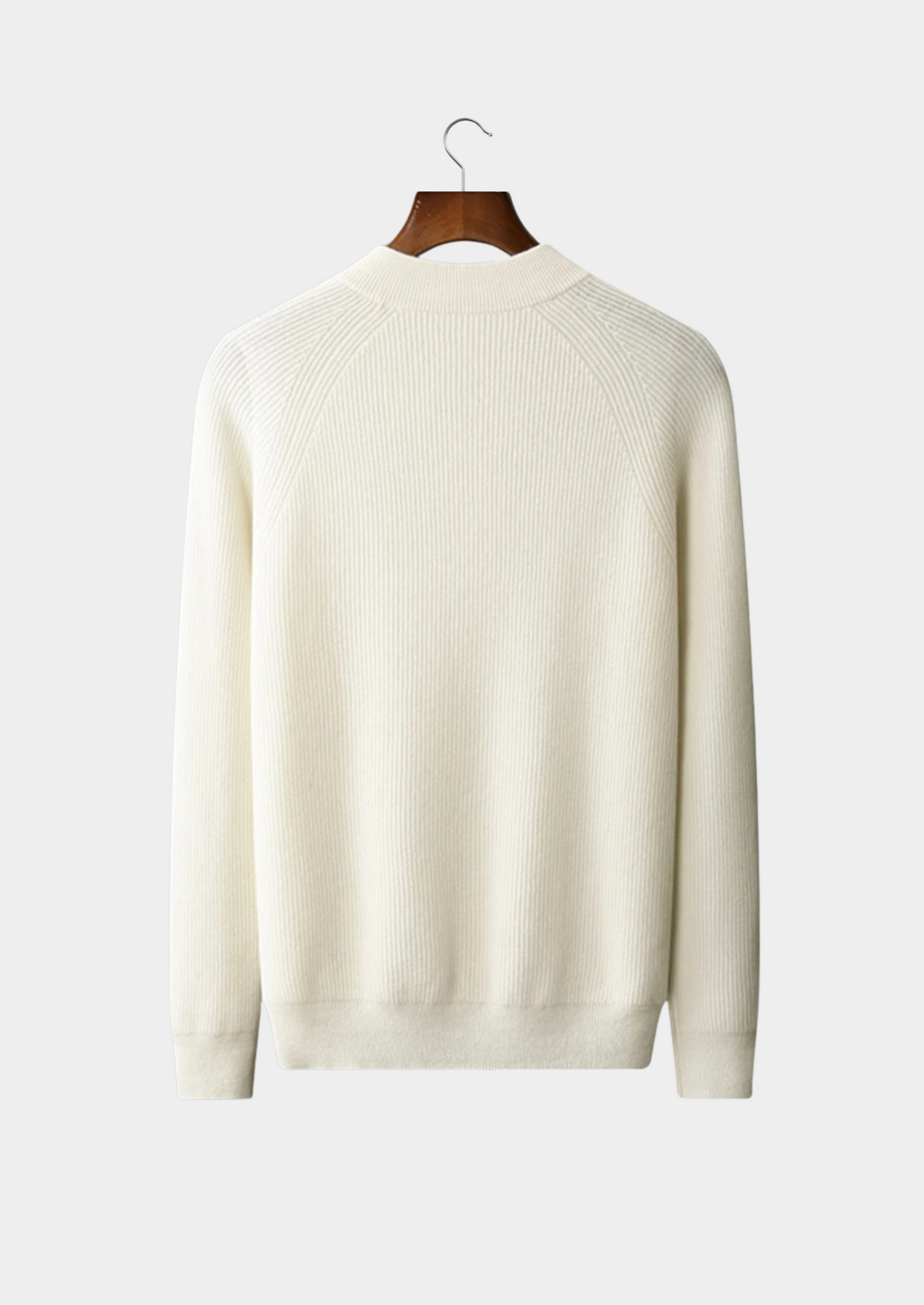 Premium Cashmere Classic Ribbed Henley Sweater | Vallentty