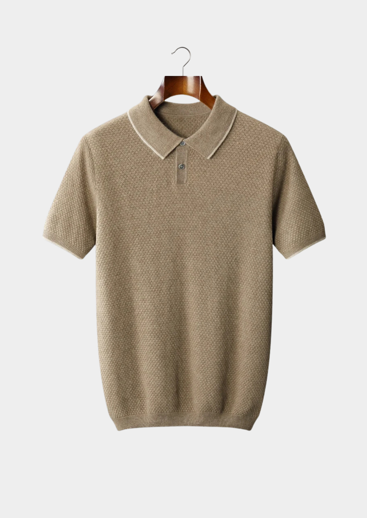 Premium Cashmere Beige Two-Tone Polo | Vallentty