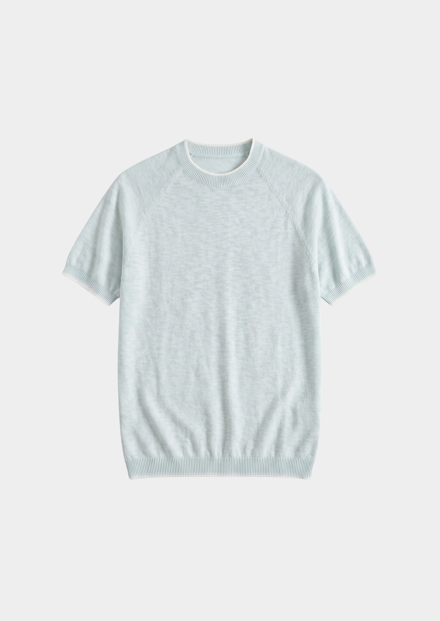 Capri Ice Blue Linen Contrast T-Shirt | Vallentty