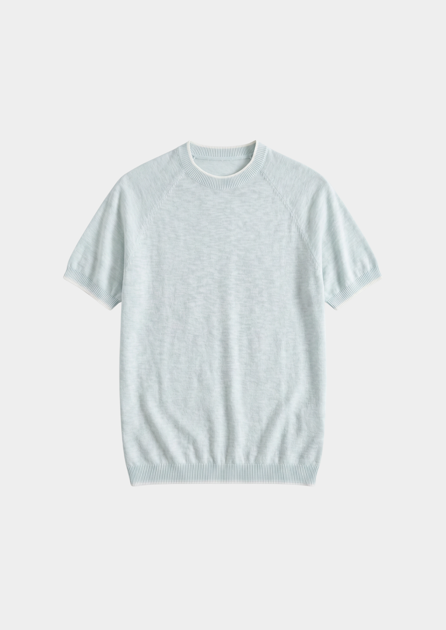 Capri Ice Blue Linen Contrast T-Shirt | Vallentty