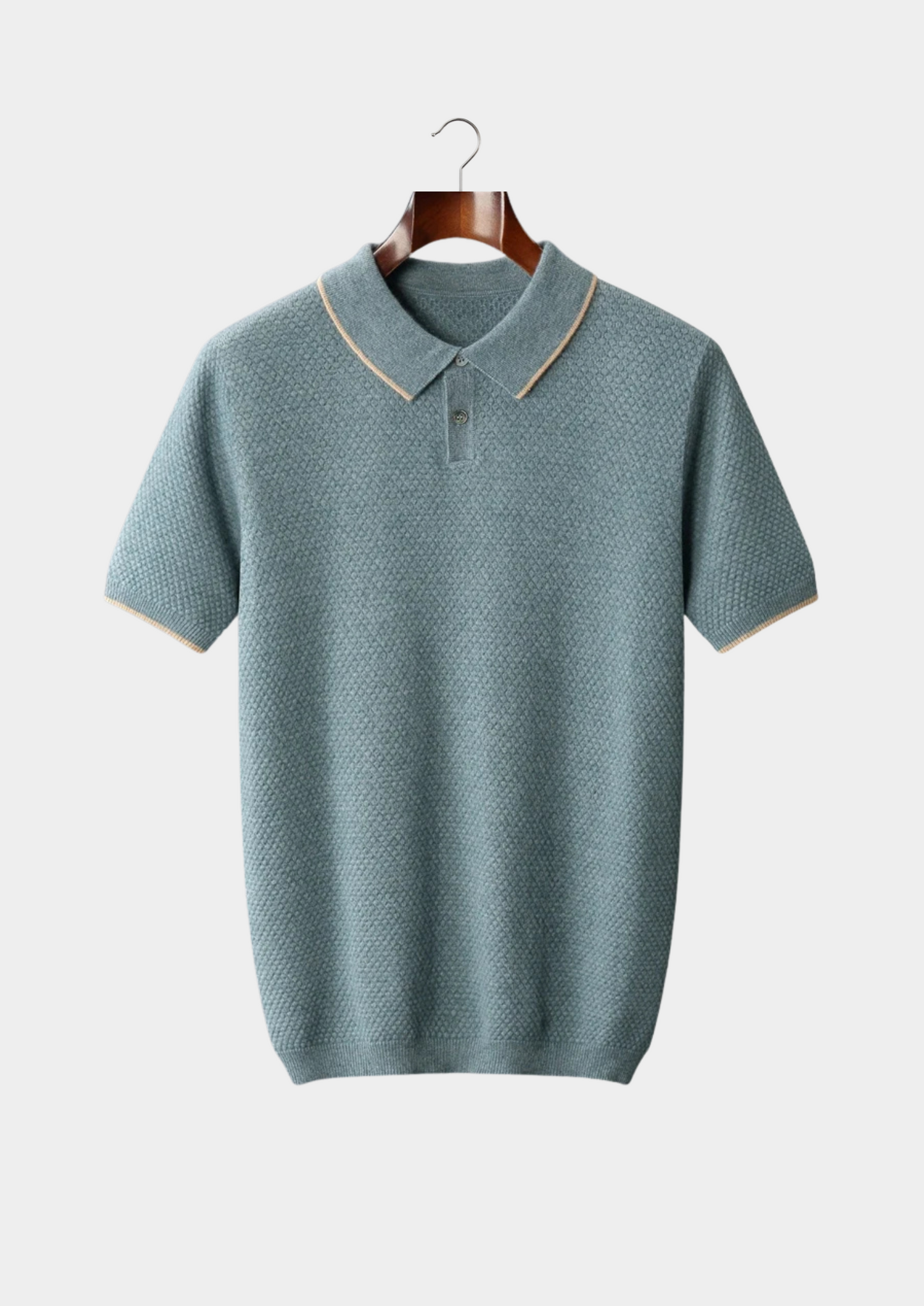 Premium Cashmere Sea Blue Two-Tone Polo | Vallentty