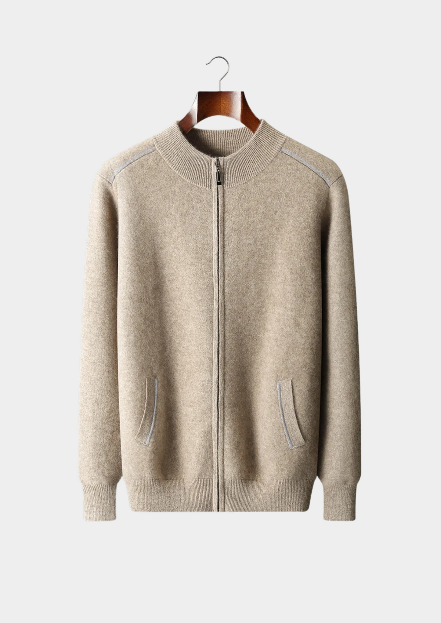 Premium Cashmere Two Tone Zip Cardigan | Vallentty