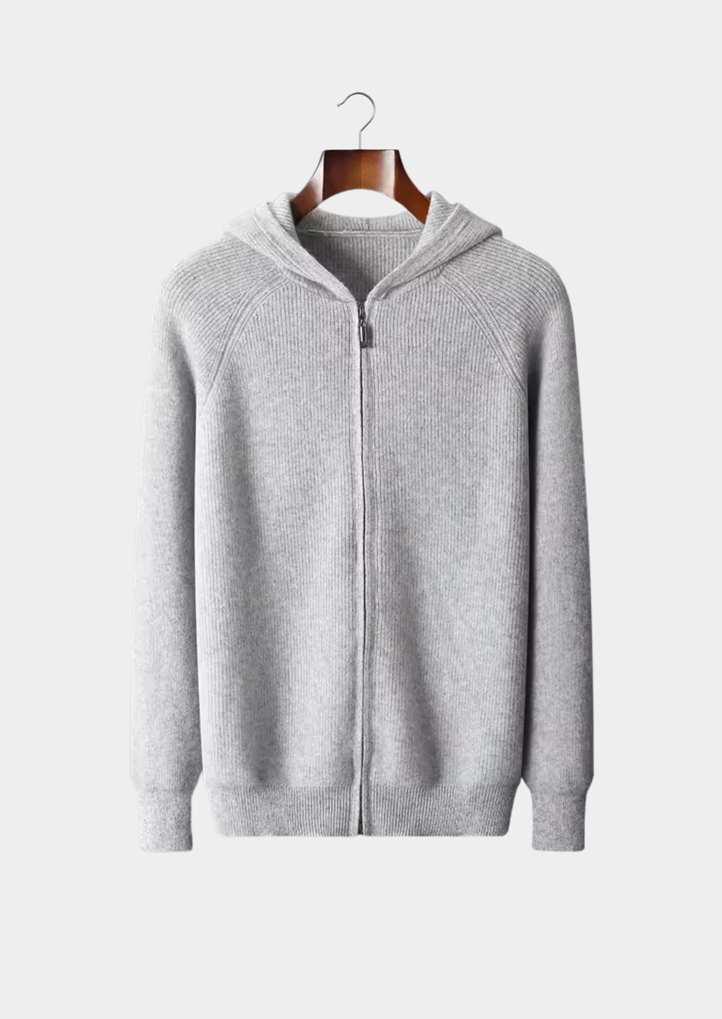 Pure Extra-Fine Merino Wool Ribbed Zip Hoodie | Vallentty