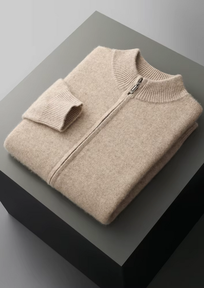 Pure Extra-Fine Merino Wool Zipper Cardigan | Vallentty