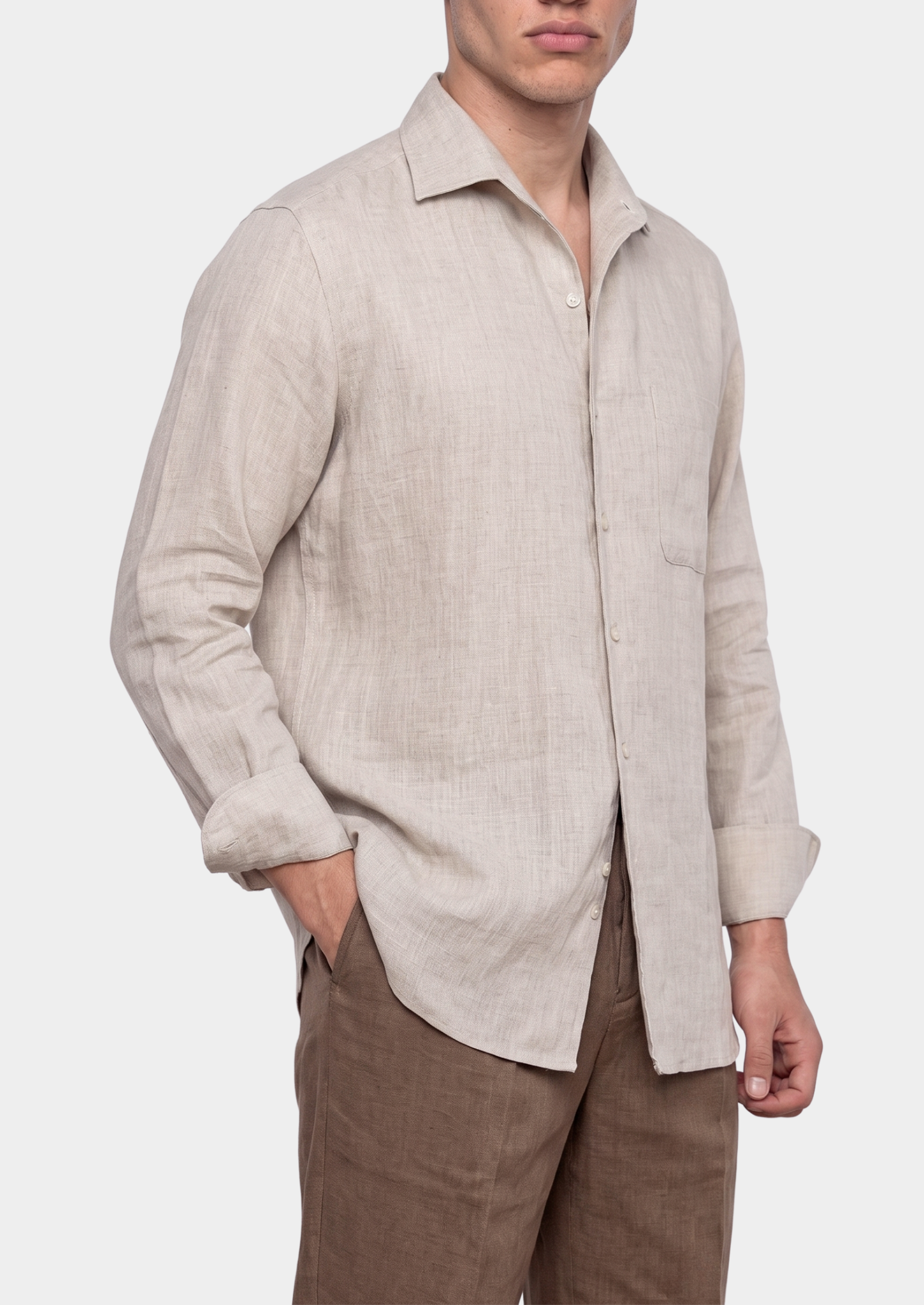Amalfi Coastal Shirt - Light Beige | Vallentty